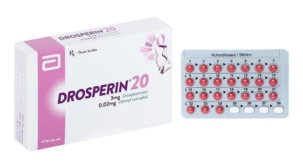 Thuốc tránh thai Drosperin 20 có hộp chứa 28 viên.
